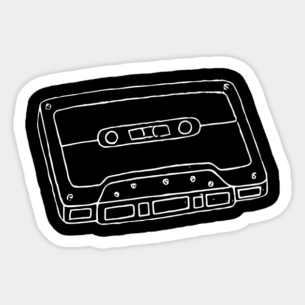 Cassette Tape Outline - White Sticker by AlexisBrown1996